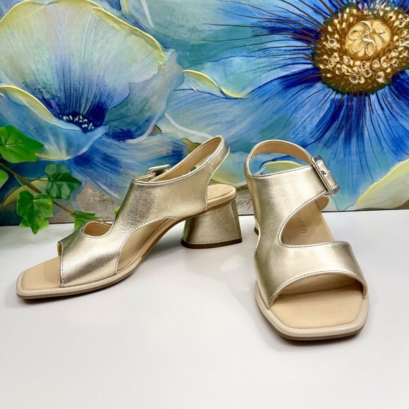 Paul Green Patent Tanya Slingback Sandal in Gold Patent Size 4.5 / US 7 - Picture 4 of 14